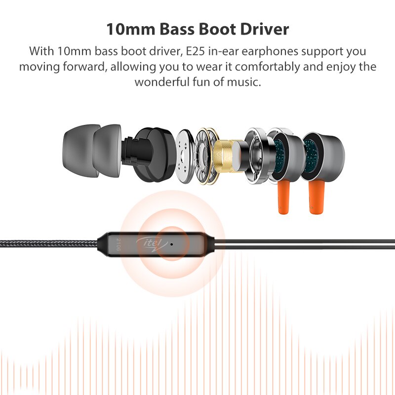Tai nghe có dây Itel IEP-25 | Nhét tai | Hàng chính hãng