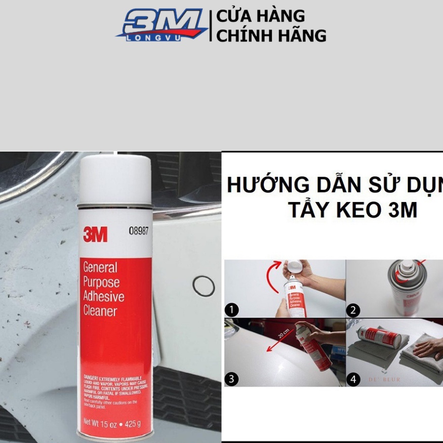 Chai xịt tẩy keo nhựa đường 3M General Purpose Adhesive Cleaner tẩy vết keo băng dính - 3M Long Vu