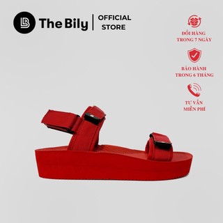  Giày Sandal Nữ The BiLy Quai Ngang Dây Dù Đế Eva Siêu Êm Nhẹ Cao 3cm Màu Đỏ - BL03W Đỏ