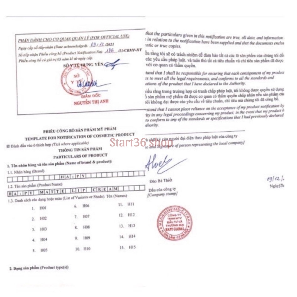 Son Hapy Start36 son Matte Lipcream siêu lì lâu trôi siêu mịn, mua 1 tặng 1, Hapy Matte 3.5ml, 9 màu hot, son chính hãng