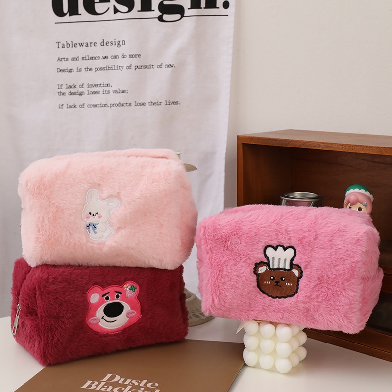 Hộp Bút Lông Gấu Dâu Lotso Siêu Dễ Thương, Túi Đựng Bút Đa Năng Siêu To Họa Tiết Động Vật, Bóp Viết Vải DUHU HBV21