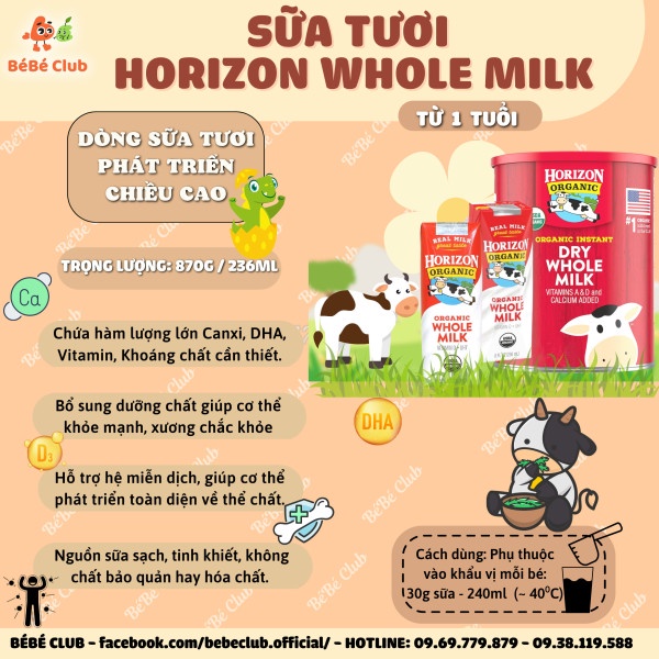 Sữa Tươi Nguyên Kem Horizon Organic - Lốc 3 hộp x 236ml