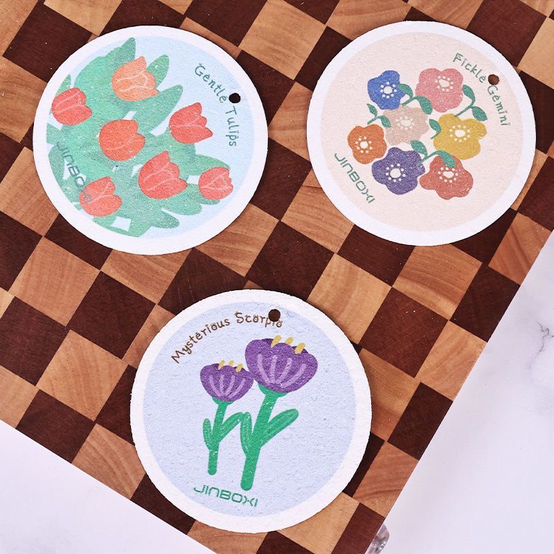 Combo 10 miếng bọt biển rửa bát bột gỗ không dính dầu họa tiết vintage