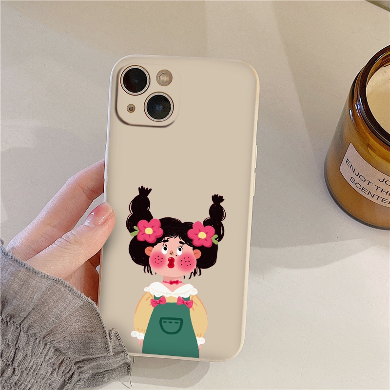 Ốp lưng iphone cô bé tết tóc biểu cảm đáng yêu 14 13 13pro 13Promax 6 6S 7 8 7Plus 8Plus IX XR XSMAX e4178