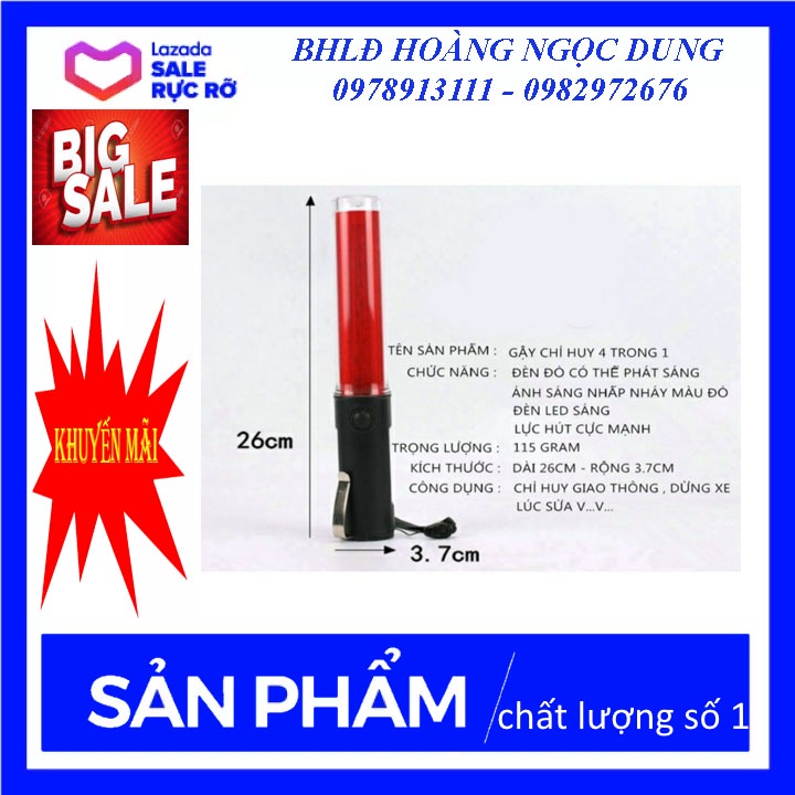GẬY CHỈ HUY GIAO THÔNG 30CM CÓ CÒI, ĐÈN PIN, NHẤP NHÁY