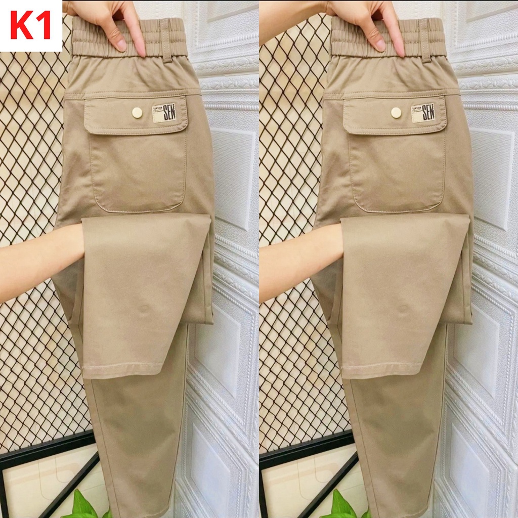 Quần Jogger Nam Kaki Túi Hộp Thiết Kế Lưng Thun Cao Cấp 5 Màu Đen Xám Rêu Vàng Xanh Than