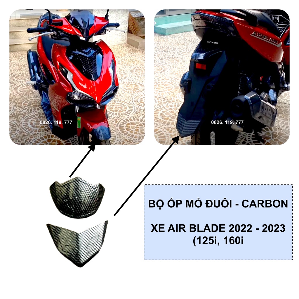 Ốp Mỏ Đuôi Xe Air Blade 125, 160 Đời 2022, 2023