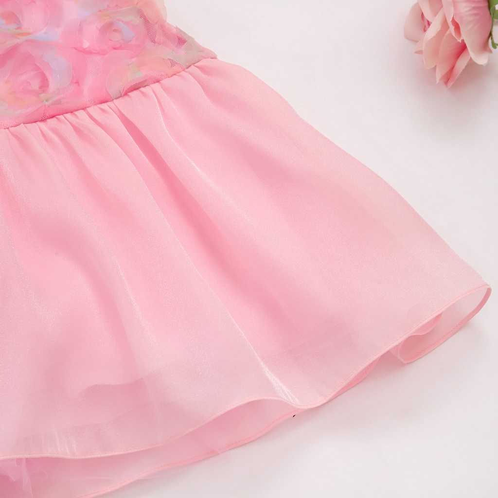 [Tăng 1 size] Váy hoa công chúa bé gái ILABY 3D cutout vai chất liệu ren tơ ánh cao cấp cho bé 2-11 tuổi [10IG1580B3DL]