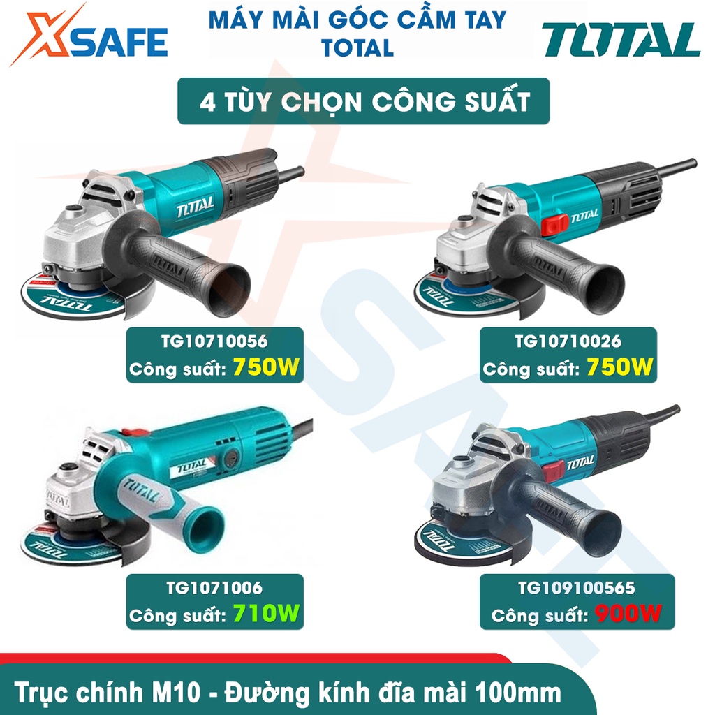 Máy mài cầm tay TOTAL công suất 710-900W, máy mài góc, máy cắt cầm tay trục chính M10, đường kính đĩa 100mm, kèm tay cầm