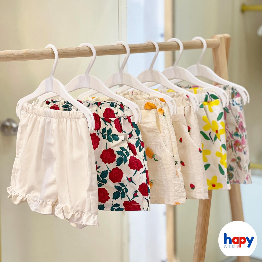 Quần đùi cho bé gái chất thô mềm mát, quần short bé gái từ 9-20kg Hapykids