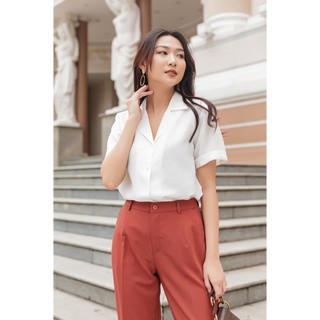 Áo Sơ Mi Nữ Ngắn Tay, Áo Kiểu Nữ Hàn Quốc Chất Vải Cao Cấp Dáng Suông, Form Chuẩn, Màu Cơ Bản Mặc Tôn Dáng.