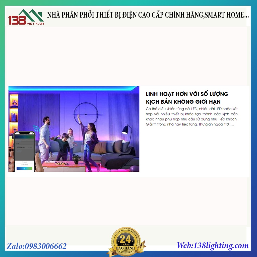 Đèn led dây RGB thông minh Rạng đông  LD01.BLE.RGB 1000/7W