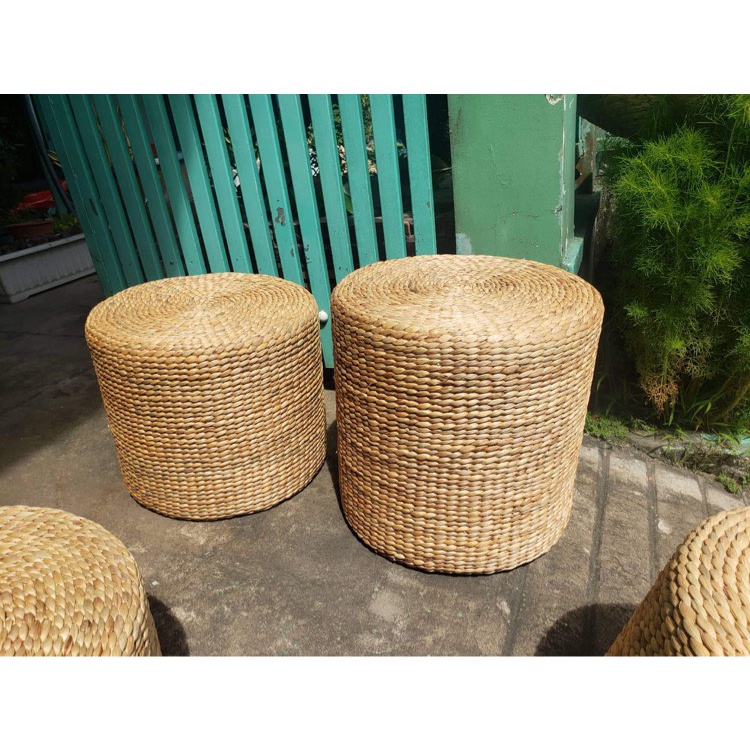 Đôn lục bình, ghế tròn bệt, bàn tròn lục bình hàng thủ công trang trí nhà cửa phong cách vintage