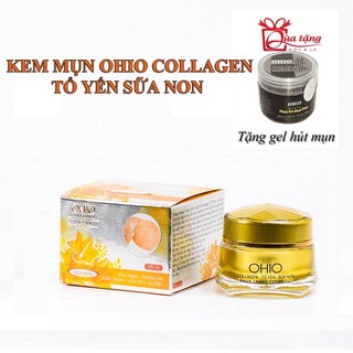 Kem mụn trắng da xóa thâm liền sẹo chống dị ứng dưỡng chất Collagen và Tổ yến OHIO 18g + Tặng kèm gel hút mụn