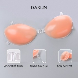Miếng dán ngực silicon darlin độn dày tạo khe chống tụt kèm 2 dây quai trong