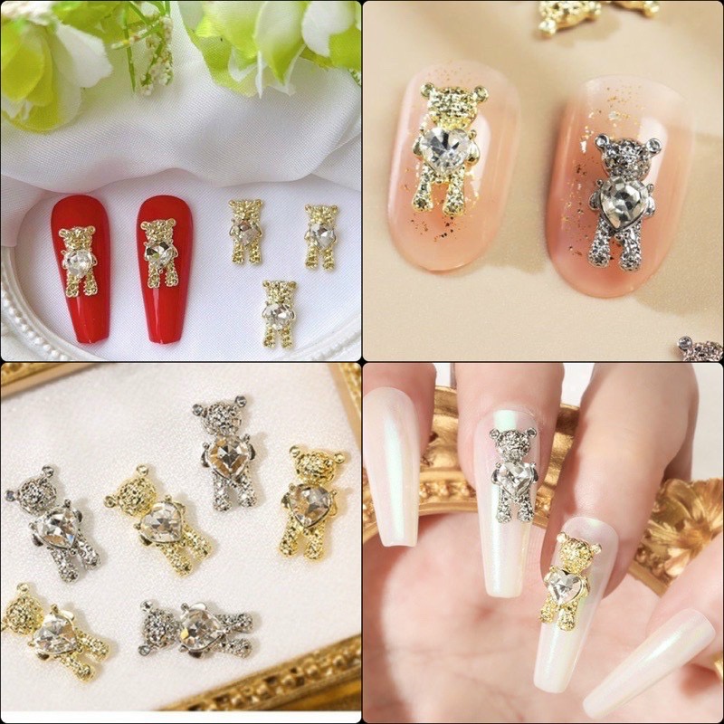 charm gấu trang trí móng
