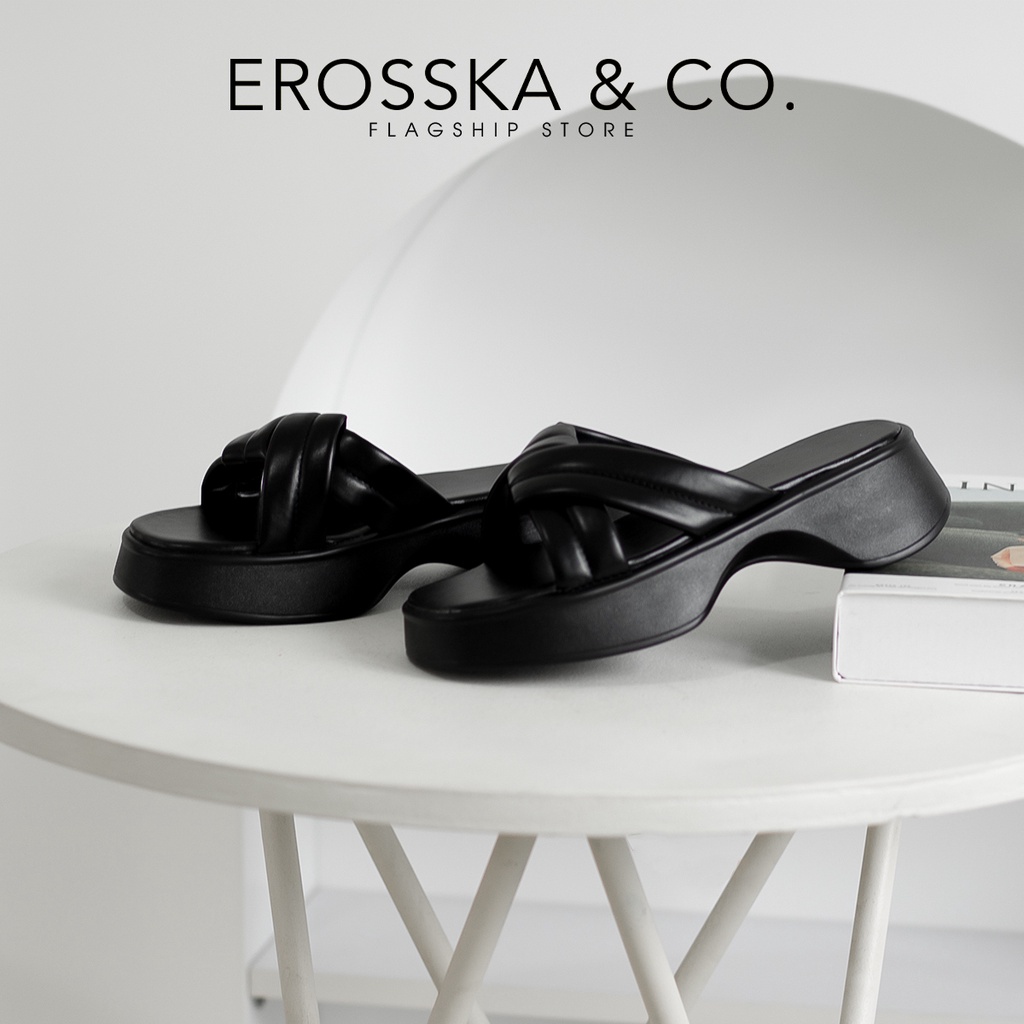 Erosska - Dép nữ thời trang quai chéo đế xuồng trẻ trung cao 3cm màu trắng - SB003