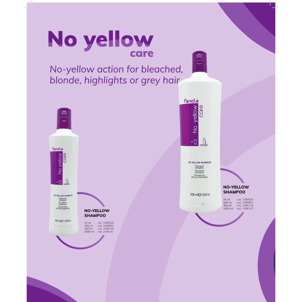 DẦU GỘI TÍM FANOLA NOYELLOW - GỘI KHỬ ÁNH VÀNG CHO TÓC BẠCH KIM