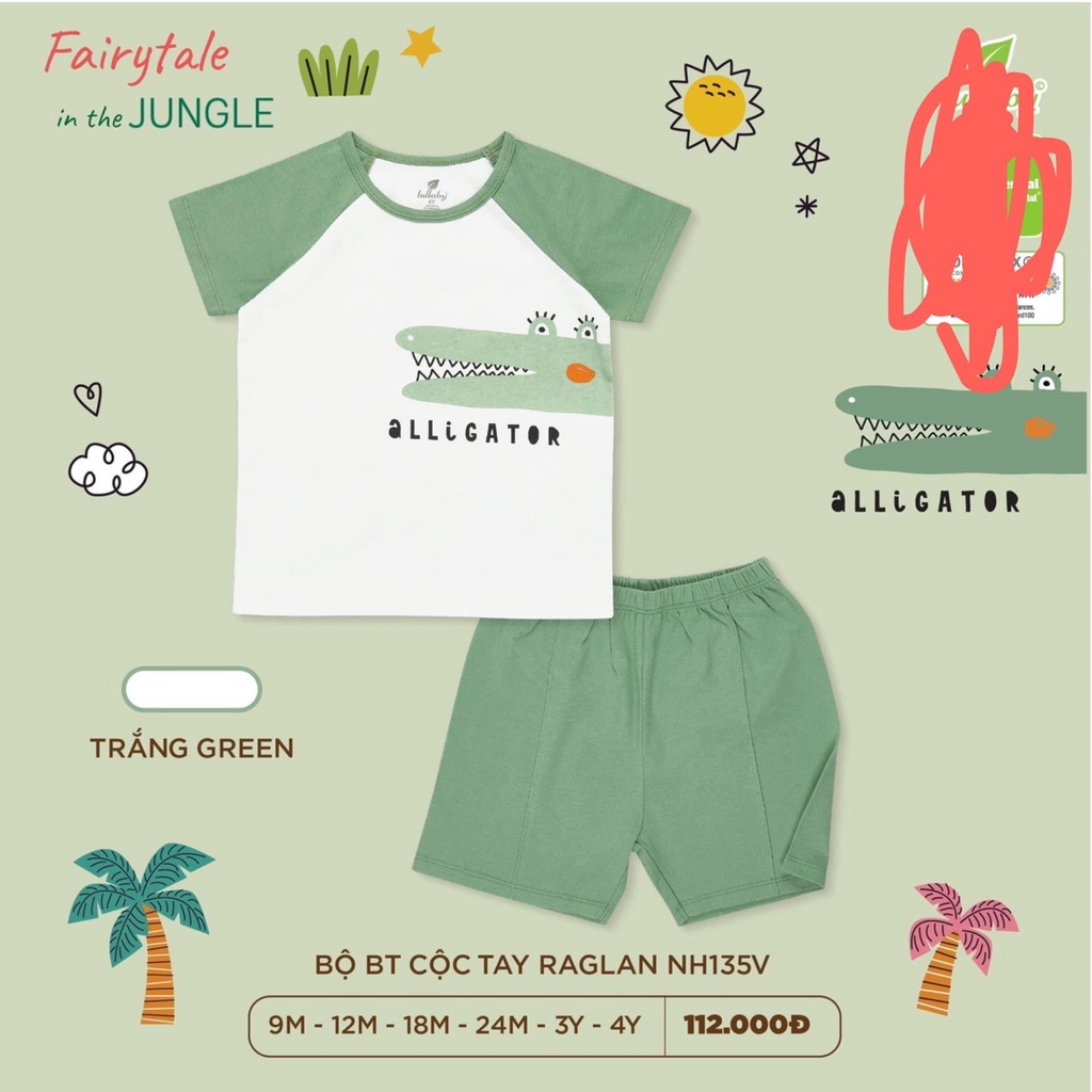 Bộ Cộc tay cotton Raglan Bé Trai Lullaby 2023  NH135V