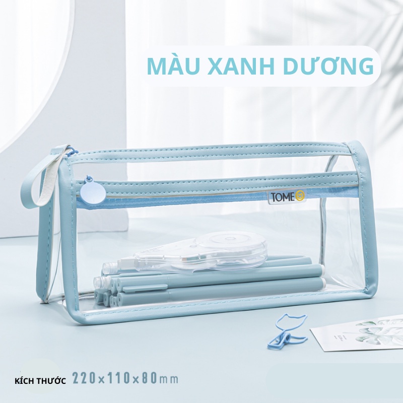 Hộp đựng bút trong suốt 2 ngăn - túi đựng bút học sinh cute - hộp bút cỡ lớn - MIYABI STORE