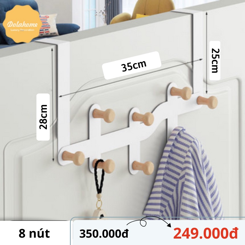Giá treo Dola Home mốc cửa, móc vách ngăn để túi xách, quần áo, tai nghe kim loại sơn cao cấp