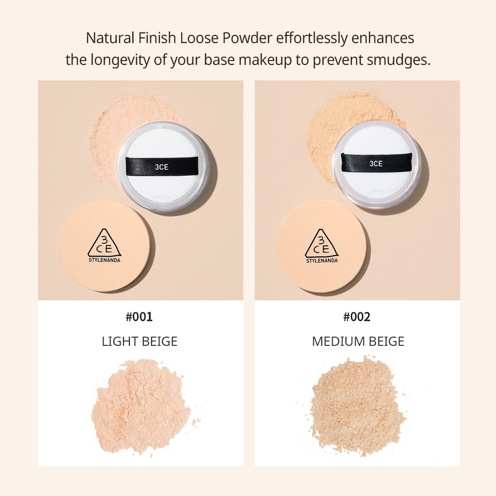 Phấn Phủ 3CE Cho Lớp Trang Điểm Tự Nhiên Bền Màu 3CE Natural Finish Loose Powder 8.5g | 3CE Official Store