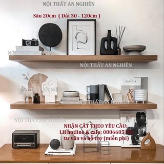Kệ trưng bày, Kệ treo tường sâu 20cm (dài 30-120cm) kèm phụ kiện