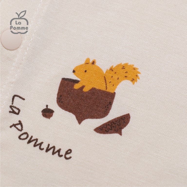 Body Dài Tay Sóc Nâu Hạt Dẻ Màu Be Vải Petit Soyeu Cho Bé