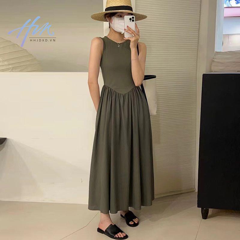 Sản phẩm mới mùa hè của Chic Hàn Quốc cổ tròn đơn giản, vừa vặn, kiểu dáng cao cấp, thắt lưng, lộ vẻ gầy, áo vest.