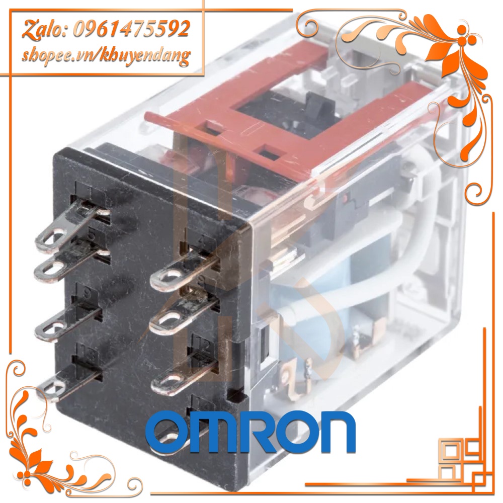 Rơ Le Trung Gian 8 Chân Dẹt Nhỏ OMRON MY2N 12V/24V/110V/240V  + Đế PYF08A