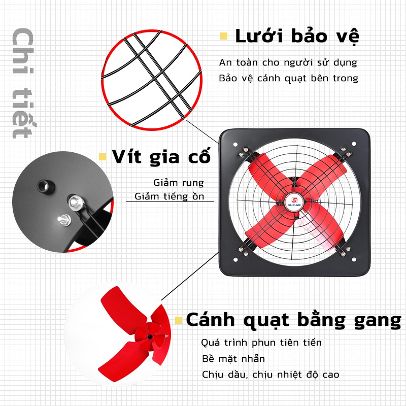 Quạt thông gió công nghiệp /Quạt hút bếp /Làm mát &  loại bỏ khói/hút mạnh/cánh quạt kim loại /dây nguồn 2m-SUZUME