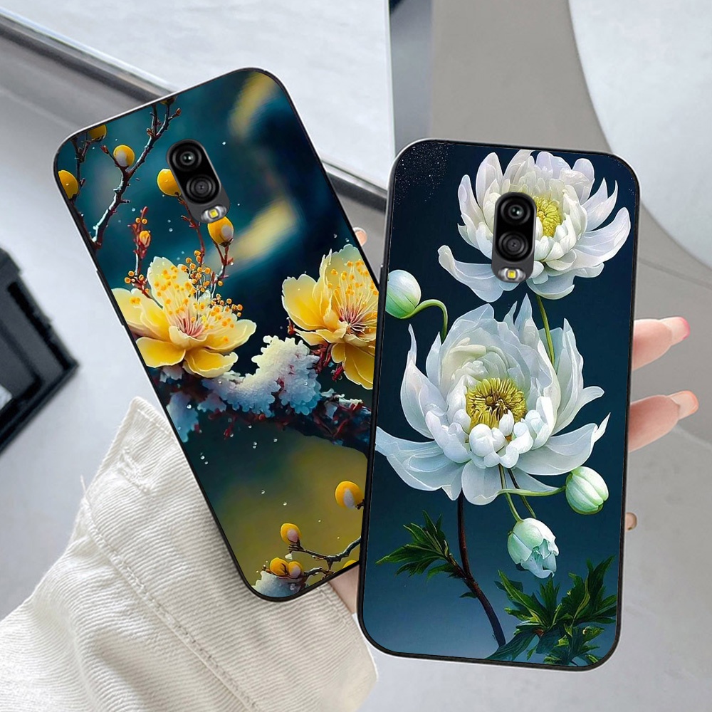 Ốp lưng Samsung j7 plus / ss j7+ in nhám hình hoa cỏ