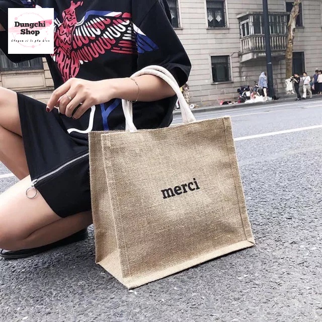 Túi Cói Merci Loại 1  _Màu túi vintage sang trọng