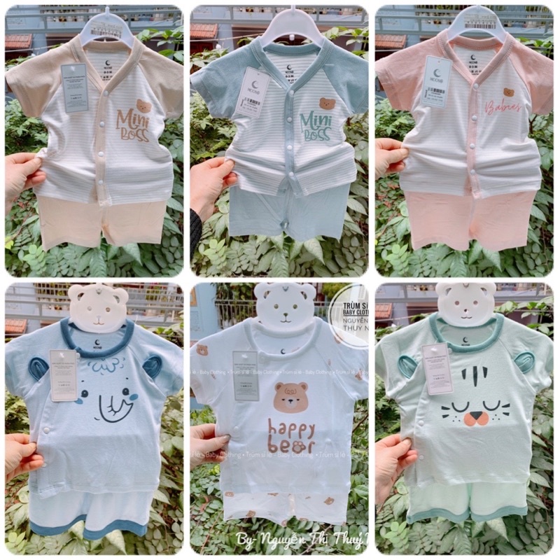 Moon - Bộ cộc tay sơ sinh Bé trai/Bé gái 0-6m