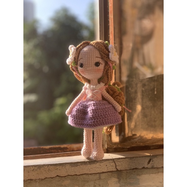 Búp bê công chúa Tóc Mây bằng len