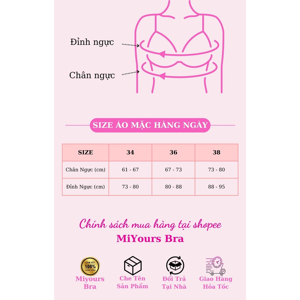 Áo lót nữ, bộ bikini Miyours Fashion & More BK616 cotton không gọng đệm mỏng nhẹ nhàng, thoải mái