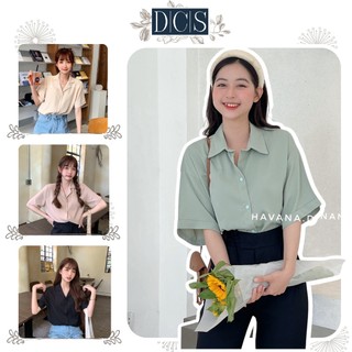 Áo sơ mi đũi Hàn mịn tay ngắn cổ vest trơn nhiều màu dáng suông công sở mặc hè Xuongmaydcs