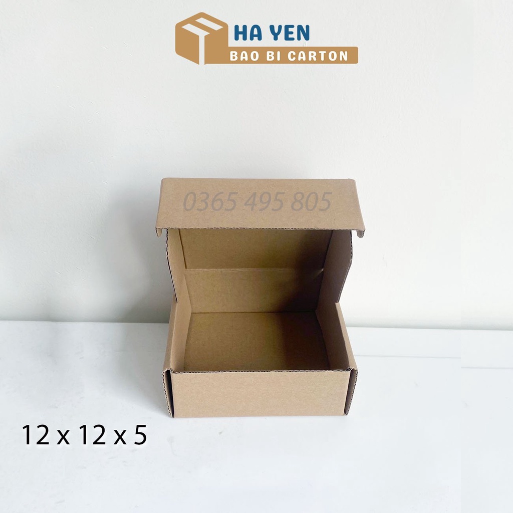 12 x 12 x 5 cm - Combo 100 Hộp carton nắp gài 12*12*5 cm
