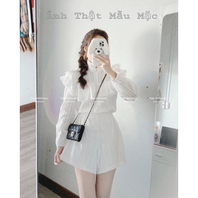 [S240] Set Thô Thêu Bèo Viền Ren Quần 2 Lớp Siêu Xinh Có Ảnh Thật