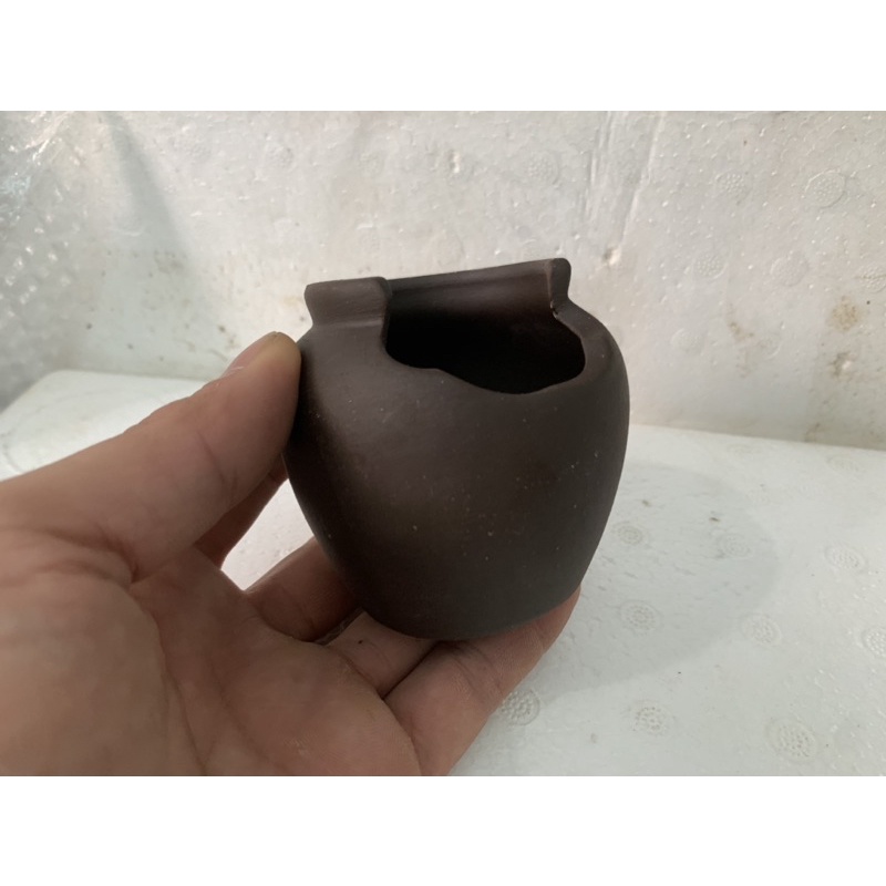 Chậu mini chum khoét đất nung gốm bát tràng