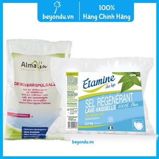 Muối cho máy rửa bát Almawin 2kg và muối cho máy rửa bát Etamine du lys 2,5kg (tinh khiết và không mùi)