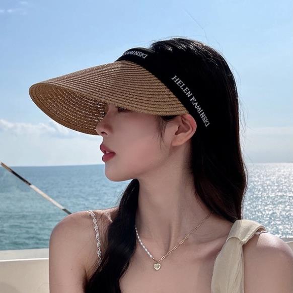 Mũ thời trang HEELN KIMA - Nón cói nữ rộng vành nửa đầu đi biển mùa hè năng động cá tính (sỉ hot)