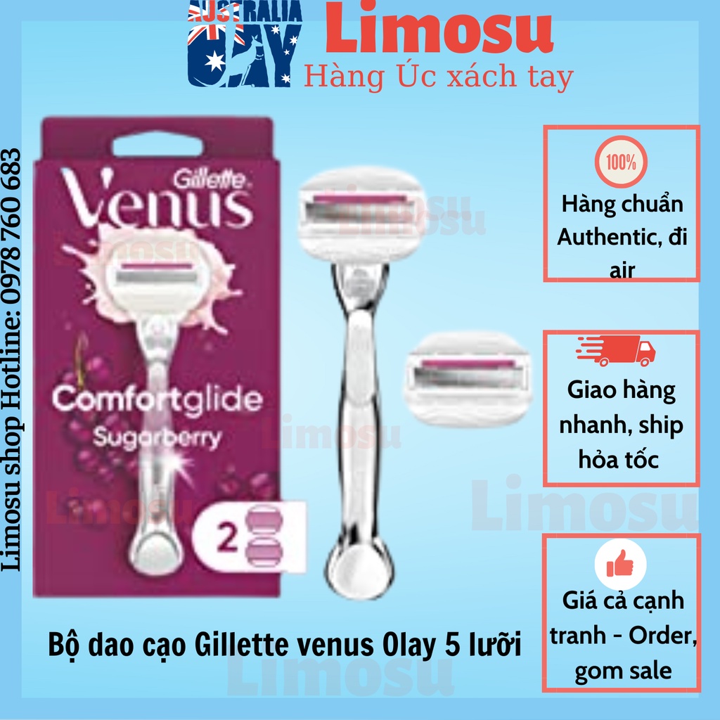 Bộ Dao Cạo Cho Phụ Nữ GILLETTE Venus Comfortglide White Tea Gồm 1 Tay Cầm Và 2 Lưỡi Thay Đi Kèm