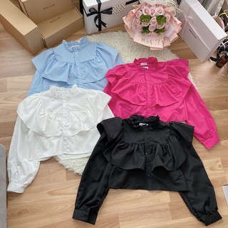 Sơ mi cổ tàu phối bèo 878