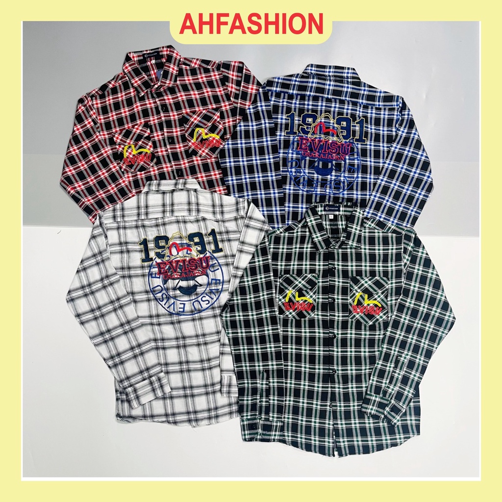 Áo sơ mi nam tay dài vải nỉ caro thêu lưng mẫu mới đẹp hot trend nhiều màu cao cấp-AHFASHION