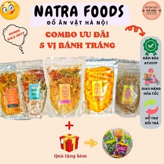 COMBO 5 bánh tráng sate sợi ngũ vị, trộn thập cẩm, thập cẩm ngũ vị, phô mai mặn, rong biển cháy tỏi | Natra Foods