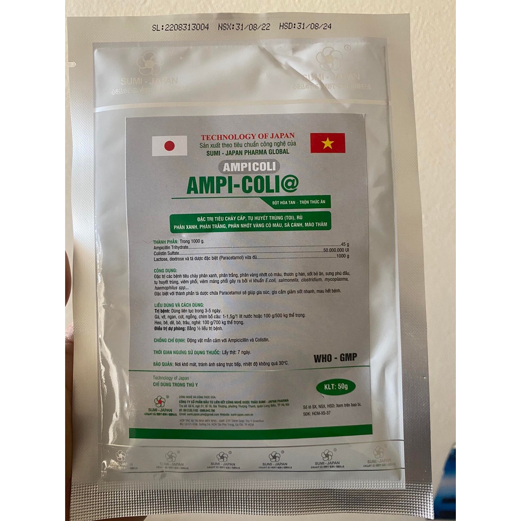 Ampicoli 50g đặc trị tiêu chảy