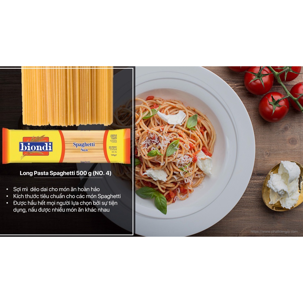 COMBO 5 Gói Mì Ý Spaghetti Số 4 Biondi 500g (Thương Hiệu Úc - SX Thái Lan)