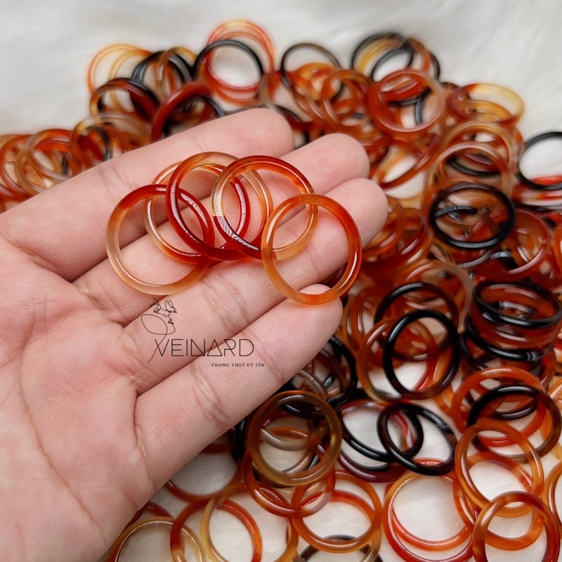 Nhẫn Mã Não Cam Đỏ và Đen