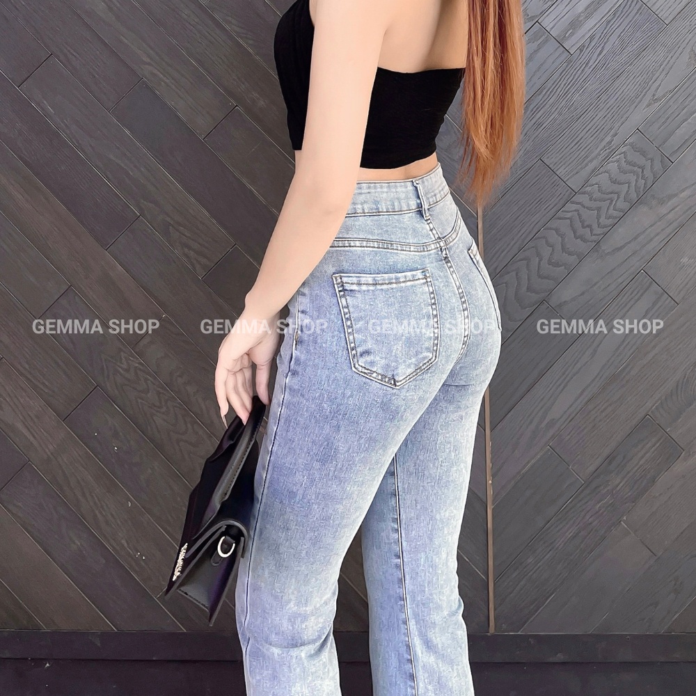 Quần jean nữ Gemma ống loe lưng cao, quần skinny jean nữ ôm dáng vải co dãn | BigBuy360 - bigbuy360.vn